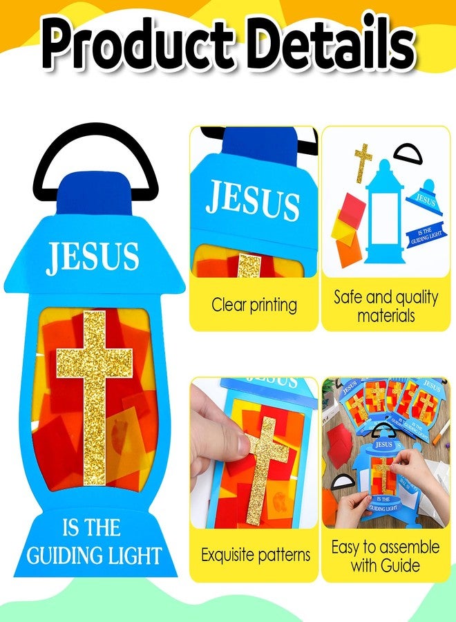 Lunmon 24 Sets Jesus Lights The Way Tissue Crafts for Kids Easter Religious Crafts Jesus Cross Oil Lamp Tissue Paper DIY Christian Easter Gifts for Vbs Sunday School Church Home Classroom Activities - Image 3